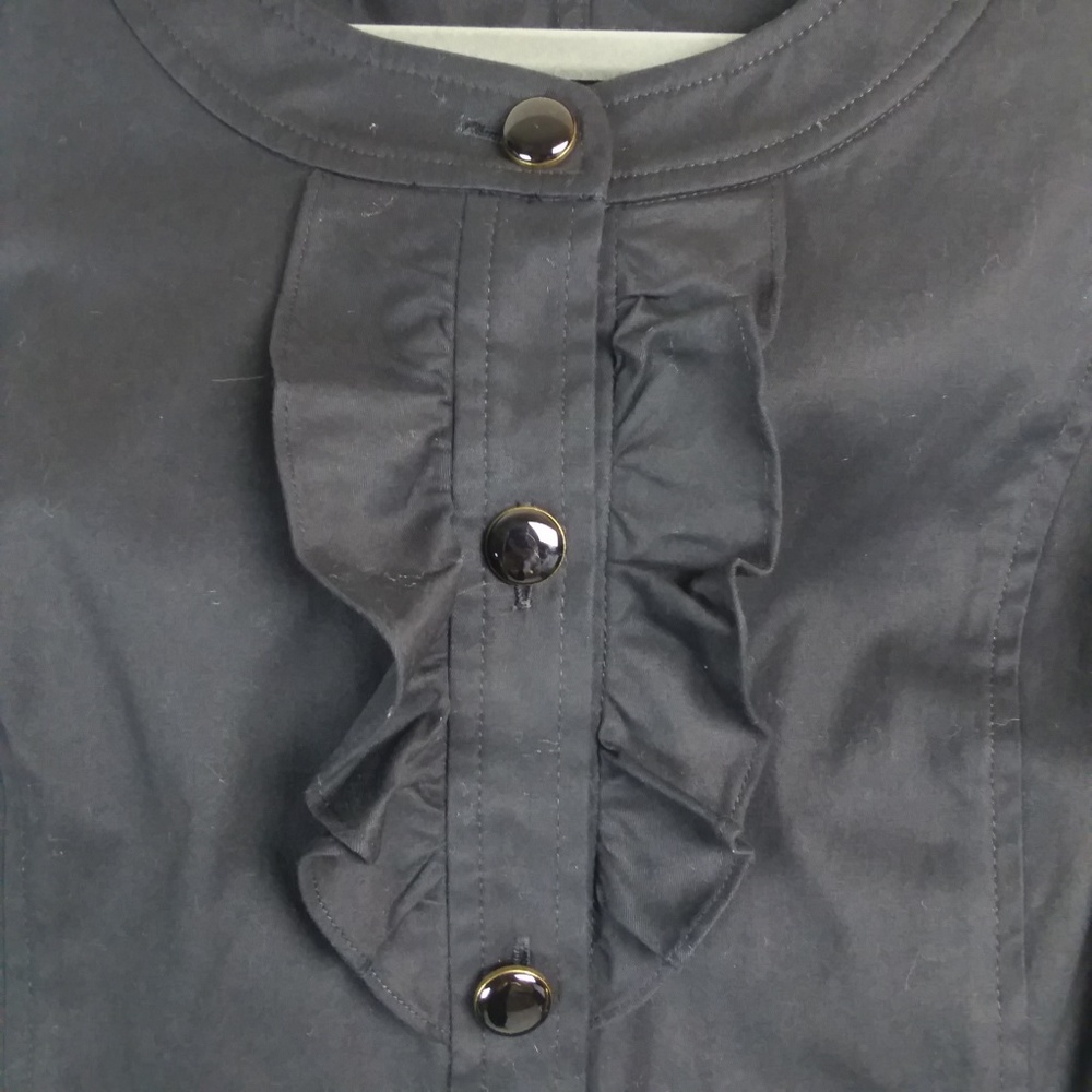 Talbots Structured Ruffle Black Dress Knee Length - Picture 5 of 7
